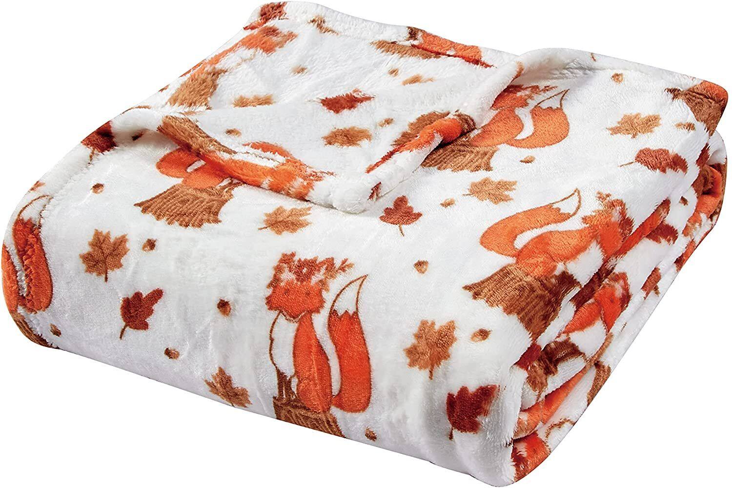 Angle. Noble House - Noble House Foxy Fall Vixen Ultra Comfy Microplush Throw Blanket (50" x 60") - Fall Vixen - Fall Vixen.