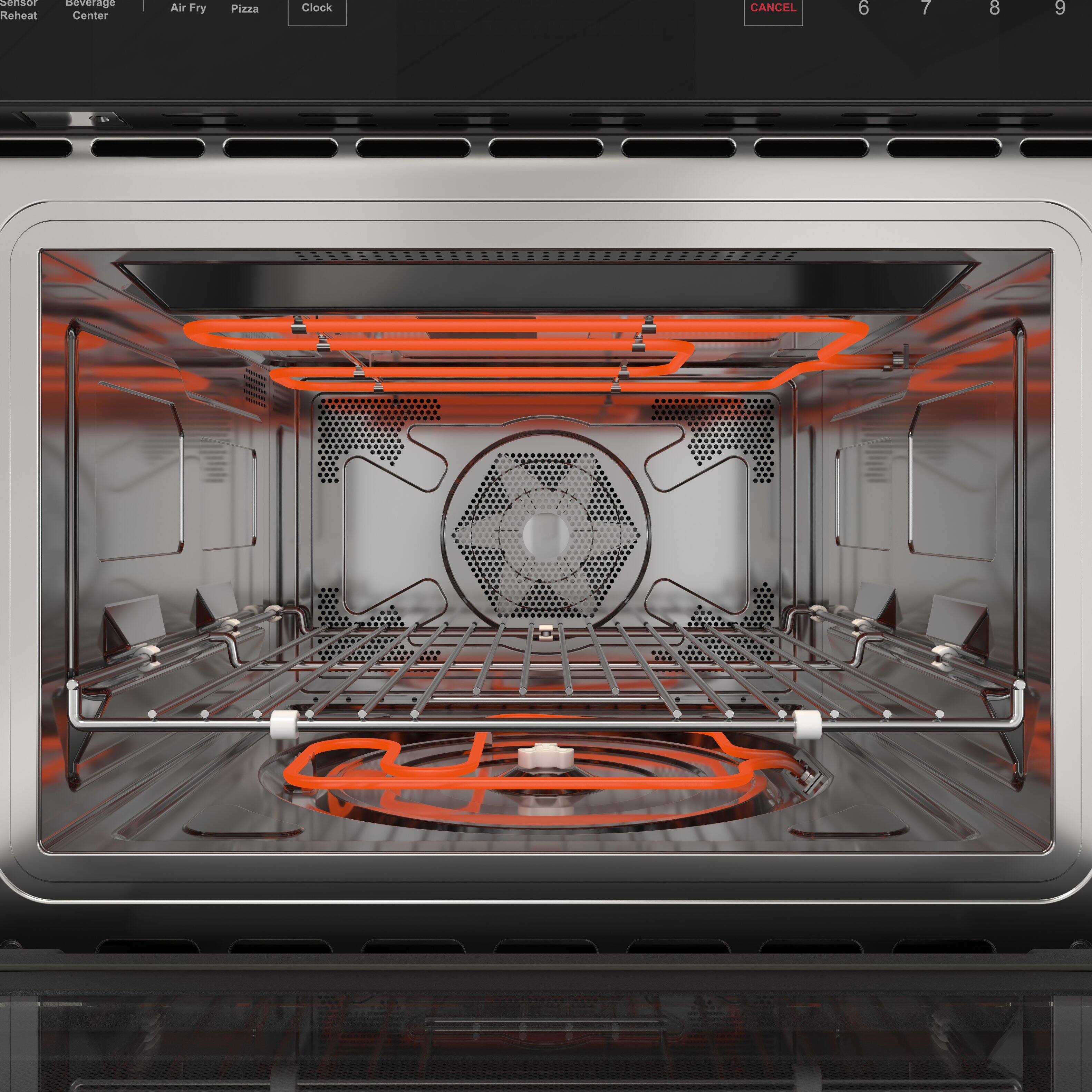 Sensor, Beverage, Reheat, Center, Air Fry, Pizza, Clock, CANCEL, 6, 7, 8, 9