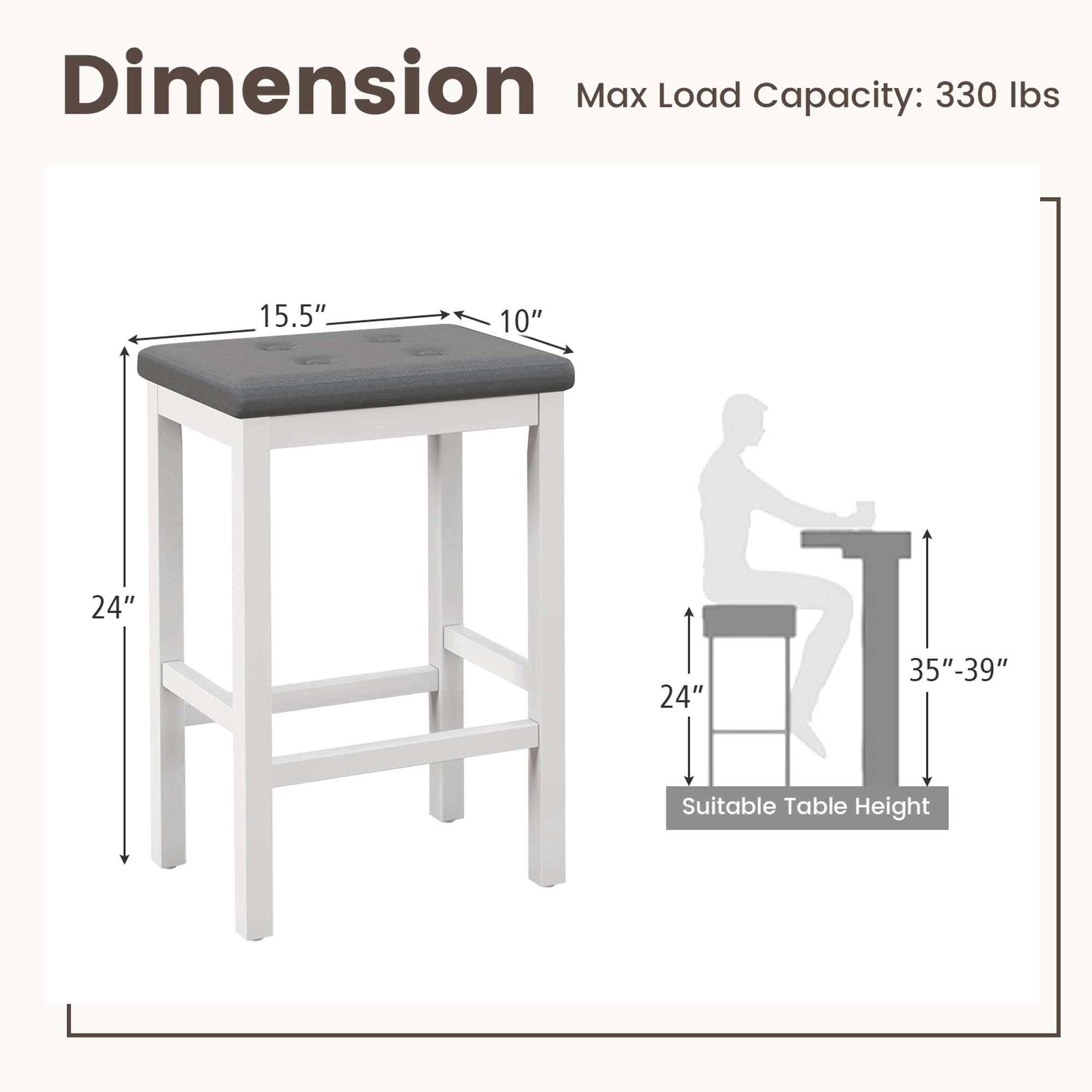 Dimension: Max Load Capacity: 330 lbs. 15.5" 10" 24" 24" 35"-39" Suitable Table Height.