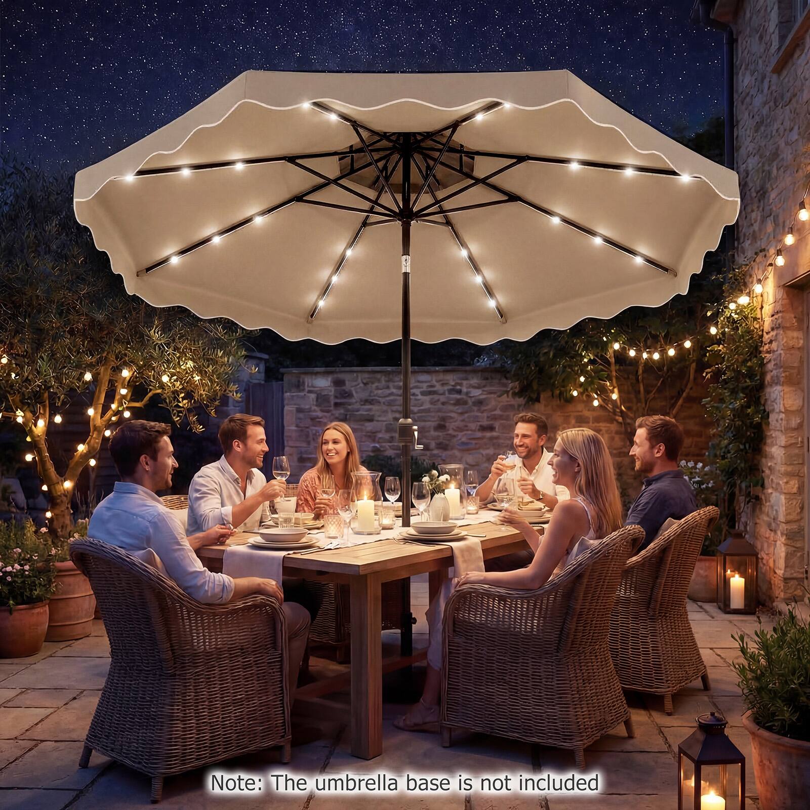 Note: The umbrella base is not included