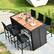 Alt View 1. Costway - 7 PCS Patio Rattan Wicker Bar Dining Furniture Set wood Table Top 6 Stools - Black (As Picture Shows).