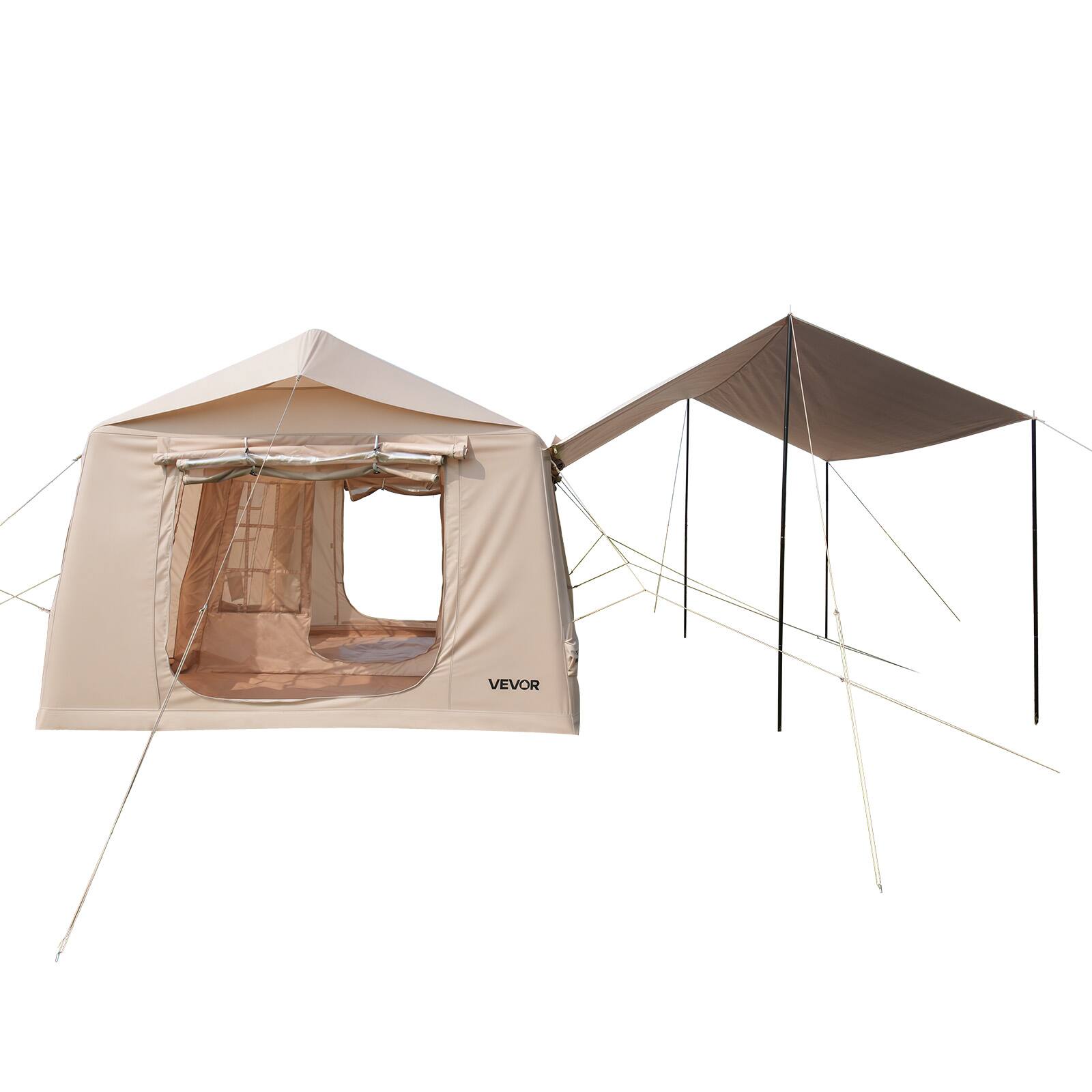 Alt View 5. VEVOR - Inflatable Tent for Camping 5-8 Person Blow Up Tent with Pump Beige, for Family Outdoor Glamping, Waterproof 420D Oxford - Beige.