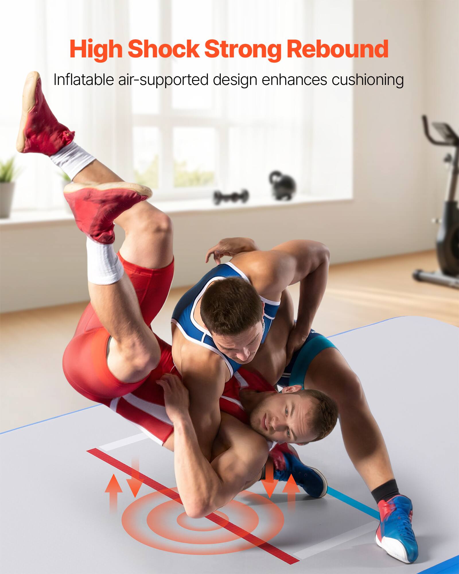 High Shock Strong Rebound  
Inflatable air-supported design enhances cushioning