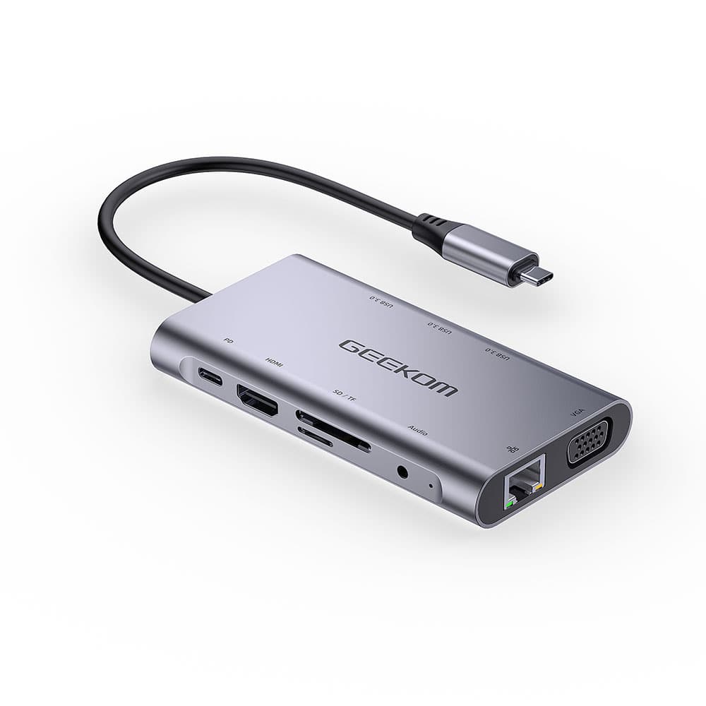 GEEKOM - Laptop Docking Station Dual Monitor, 10-in-1 USB C Hub