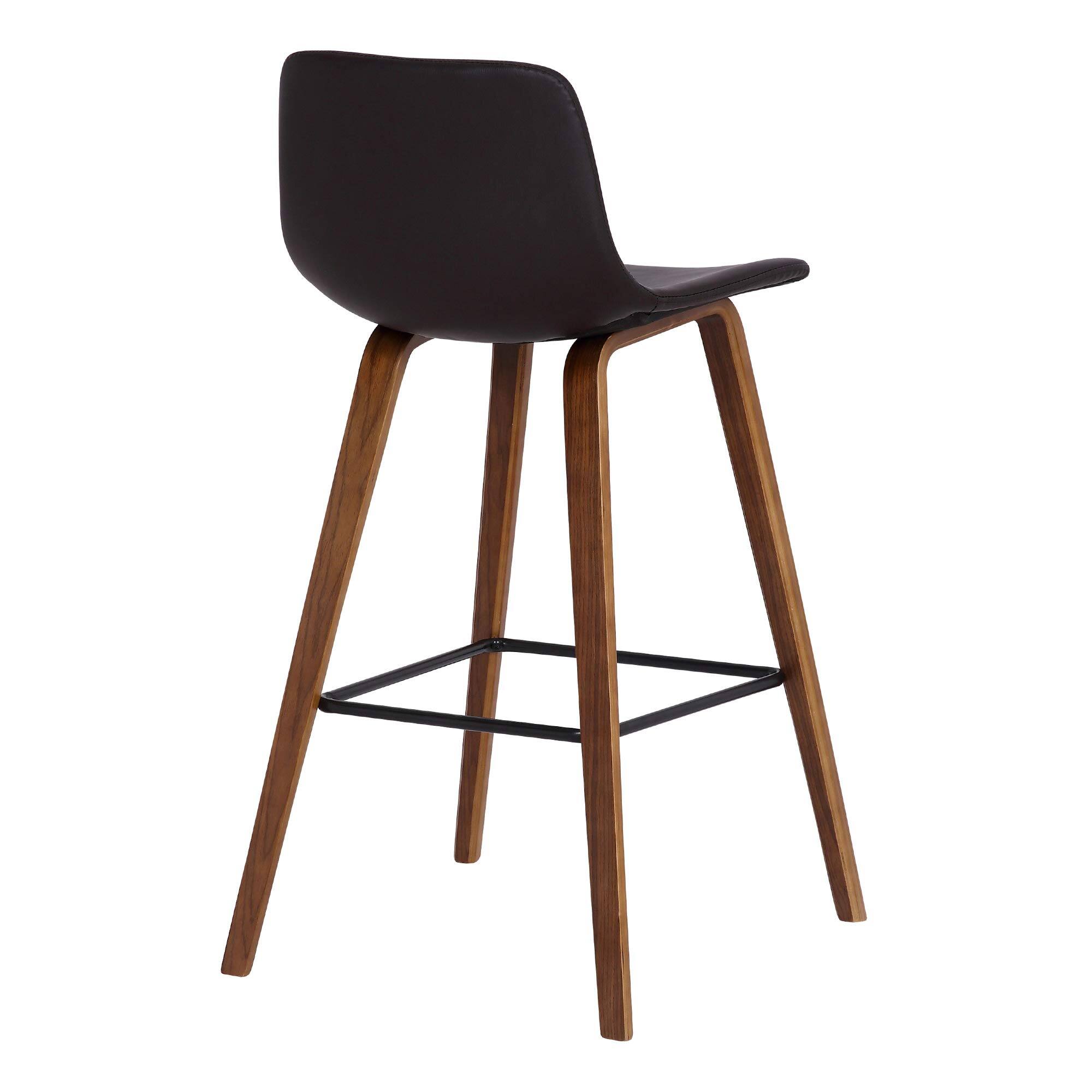 Alt View 3. JETRANSPORT - Maddie Modern Contemporary 26" Seat Height Bar Stool For Kitchen Island Counter In Walnut Wood Finish - Default.