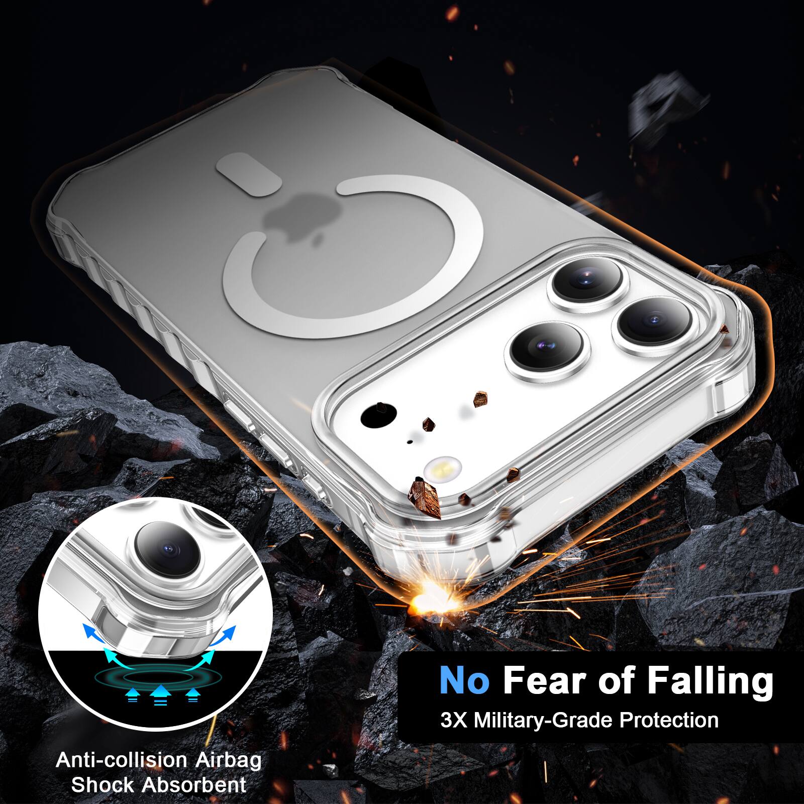 Anti-collision Airbag Shock Absorbent  
No Fear of Falling  
3X Military-Grade Protection