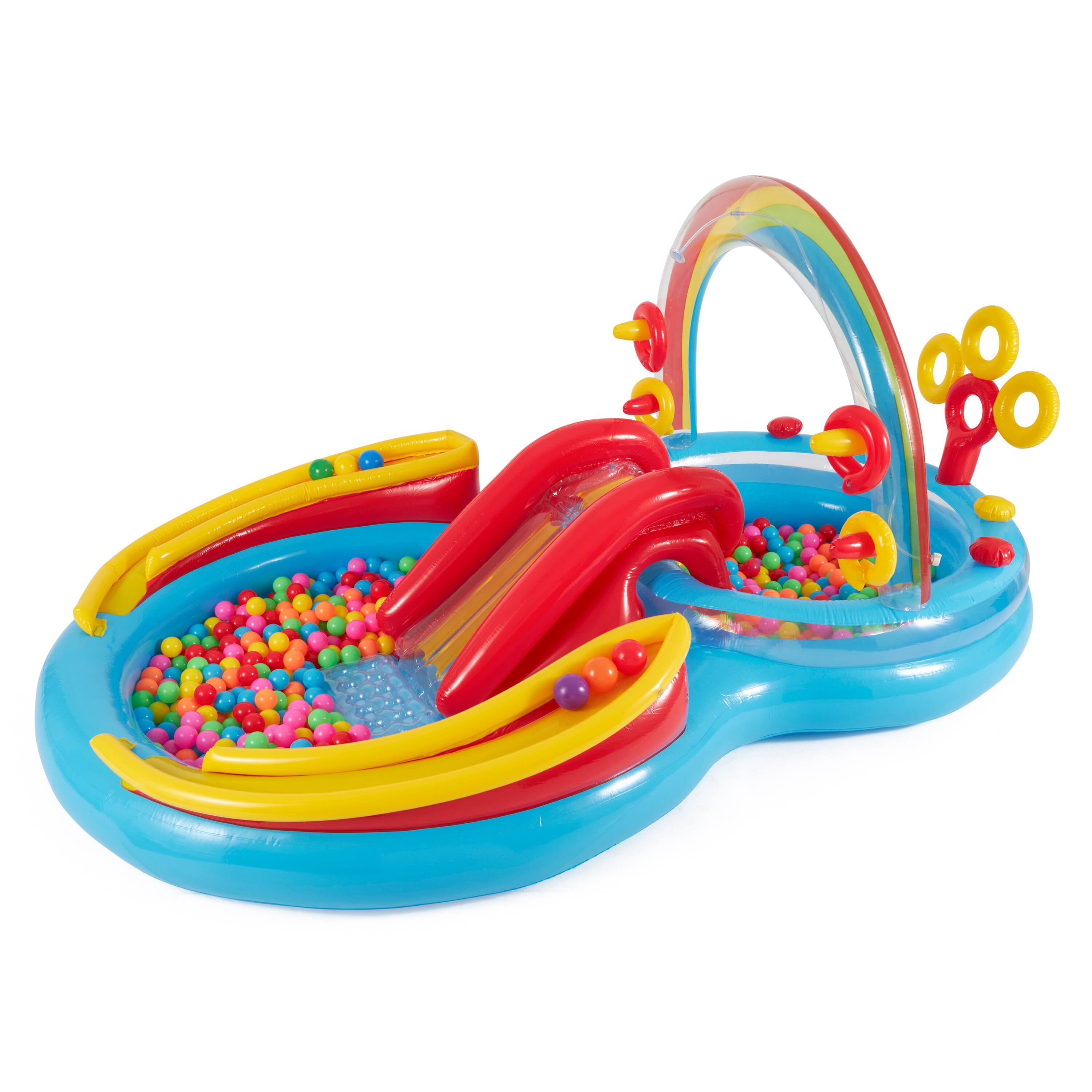 Alt View 2. Intex - Intex Rainbow Ring Inflatable Play Center Pool w/Multi-Color Fun Ballz, 100 Pack - Multi-color.