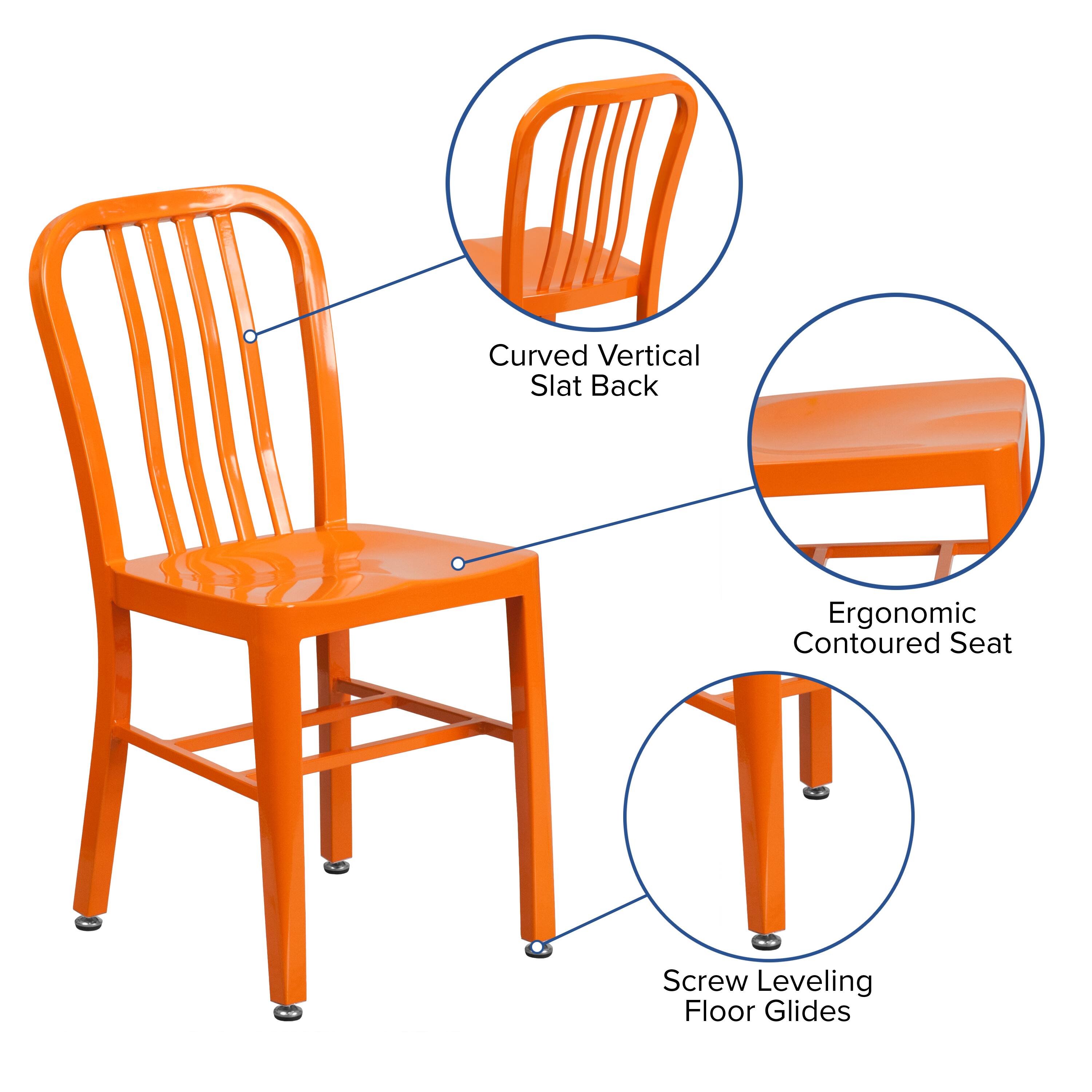 Curved Vertical Slat Back  
Ergonomic Contoured Seat  
Screw Leveling Floor Glides