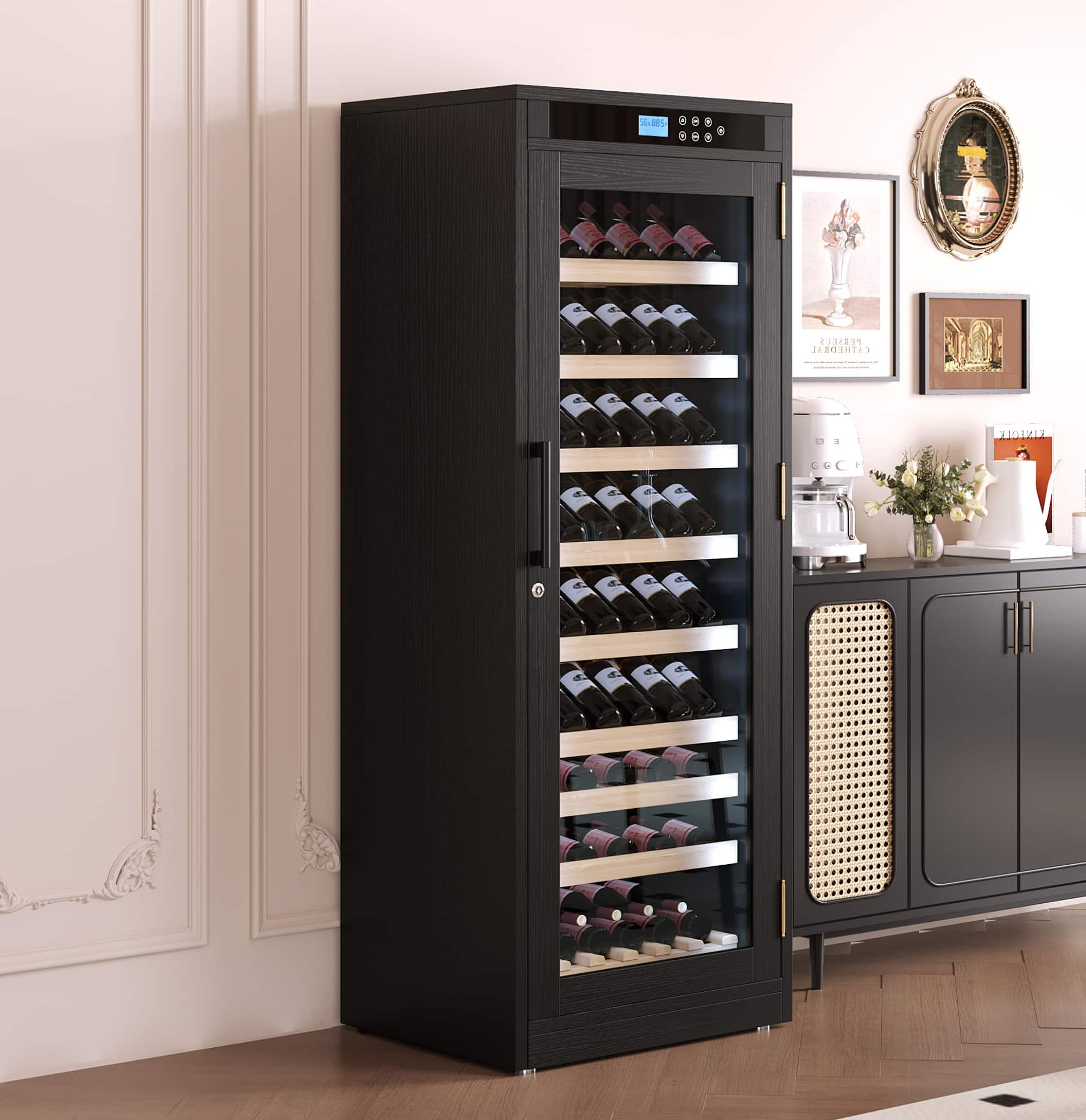 Siljoy - Intelligent Temperature-Controlled Multi-Tiered Grape Wine Cabinet - Black
