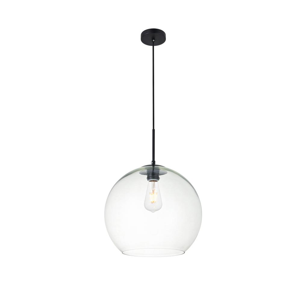 Alt View 2. Living District - Baxter 1 Light Black Pendant With Clear Glass - Black And Clear.