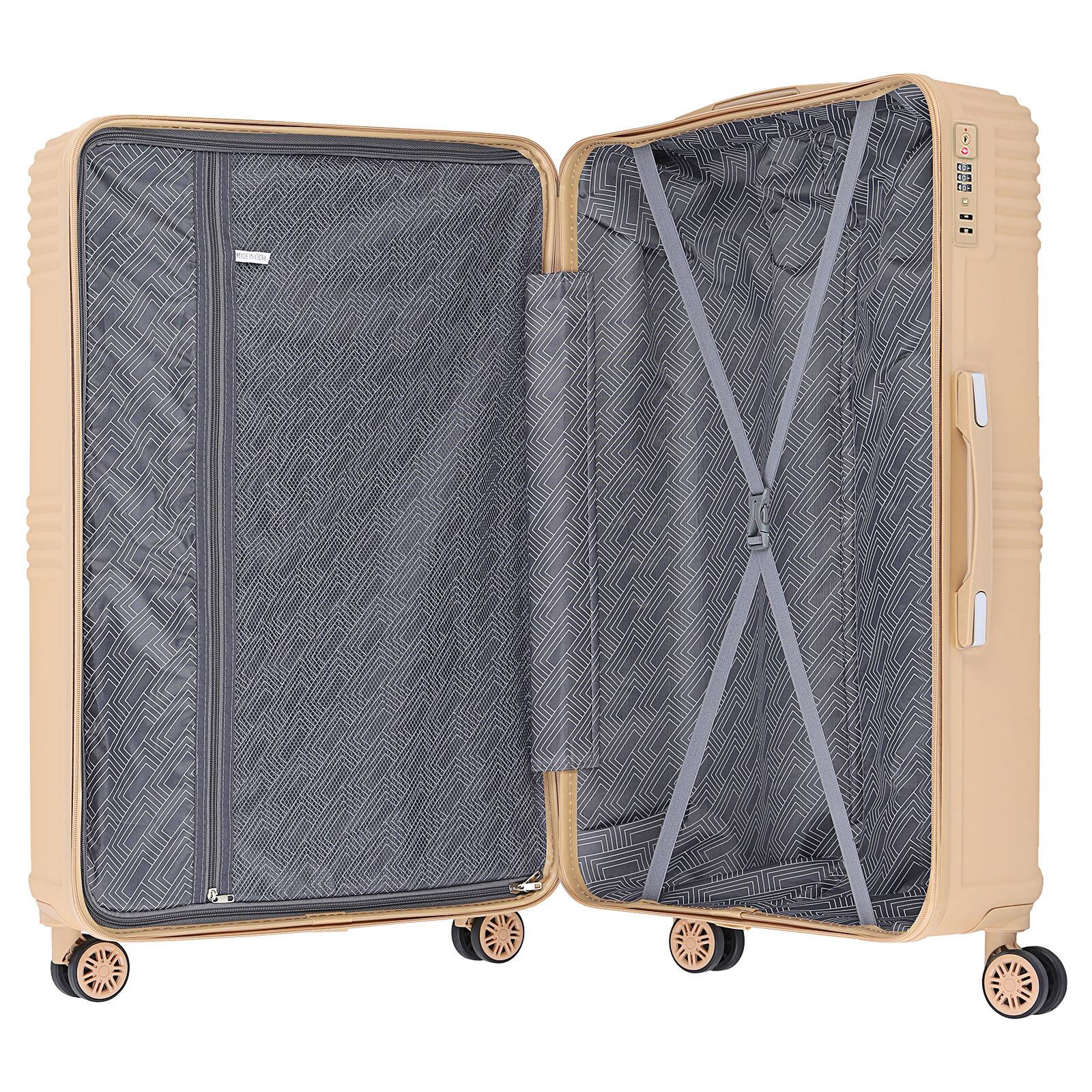 Left. Oumilen - TSA Lock Suitcase Set - 20, 24, 28 Inch ABS Carry-On & Checked Luggage - Champagne.