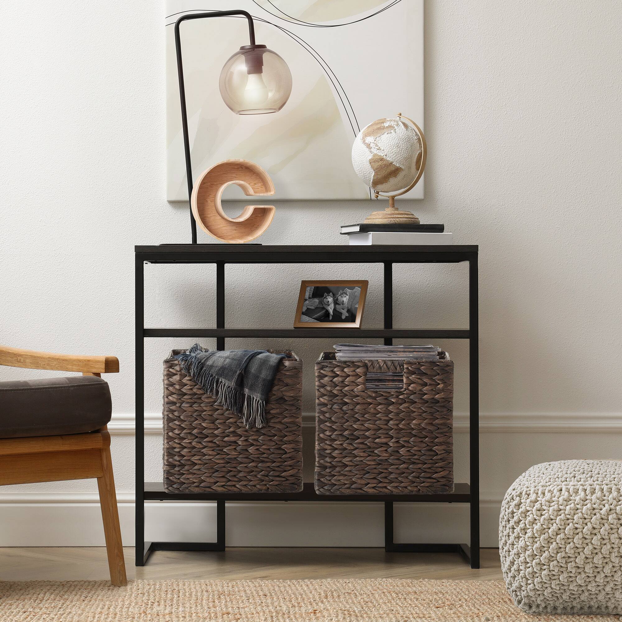 Alt View 1. Casafield - 13 x 13-in Water Hyacinth Storage Baskets  - 4 Pack - Espresso.