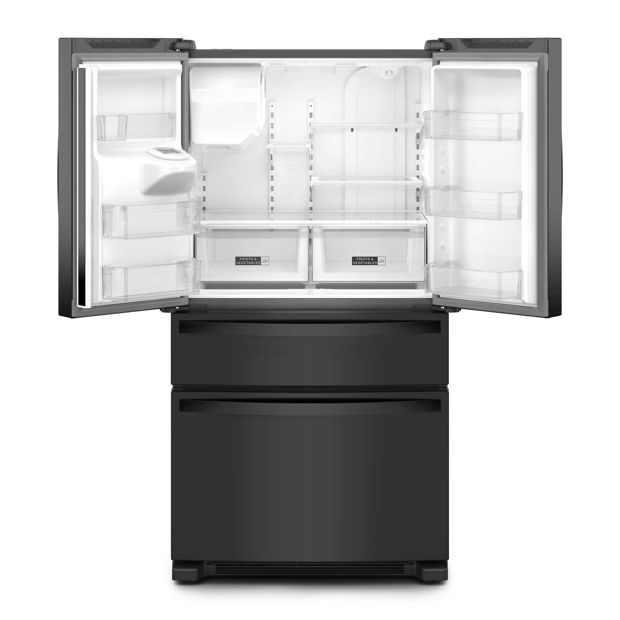Angle. Whirlpool - 24.5 Cu. Ft. French Door Refrigerator with Two-Tier Freezer Storage - Black.