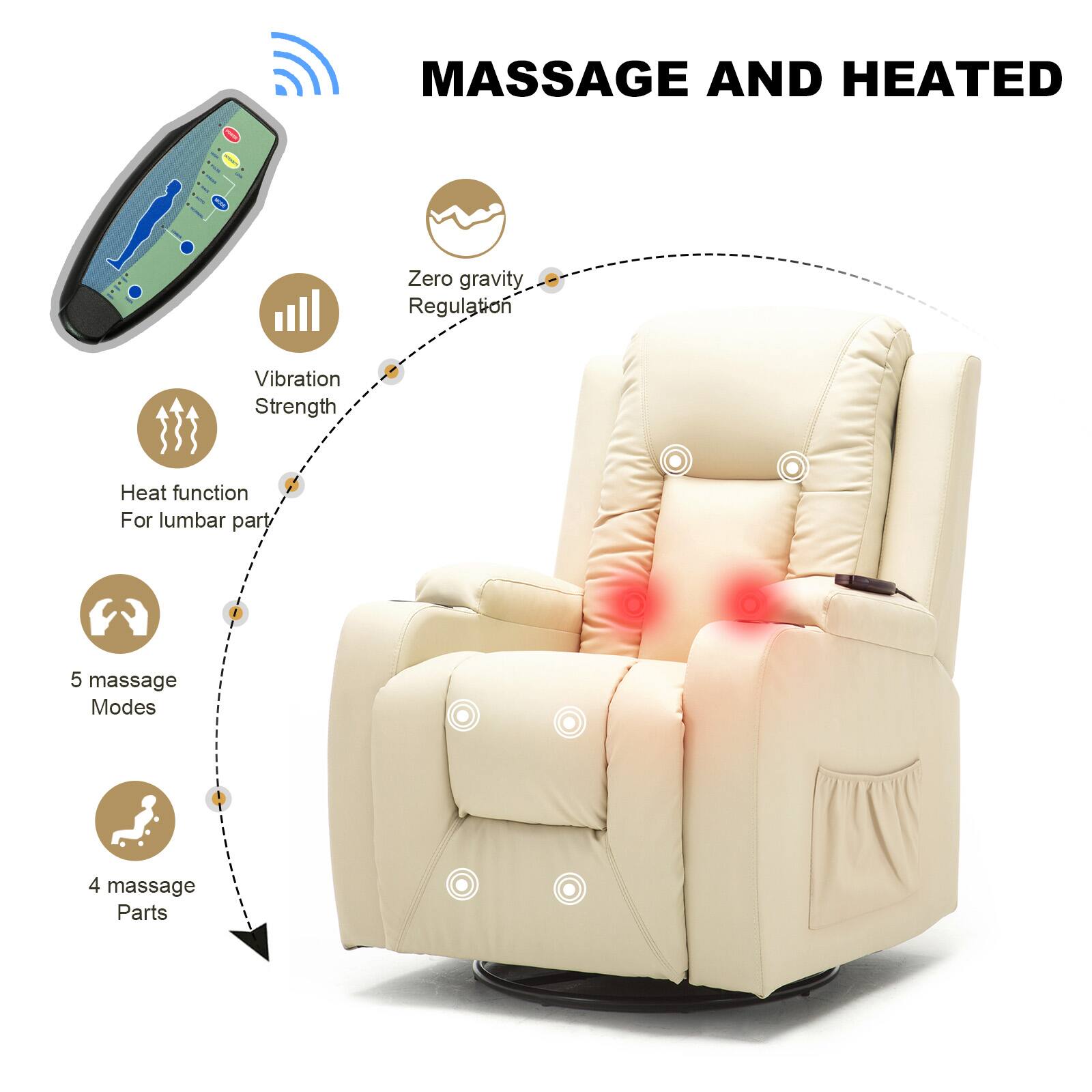MASSAGE AND HEATED
Zero gravity Regulation
Vibration Strength
Heat function For lumbar part
5 massage Modes
4 massage Parts