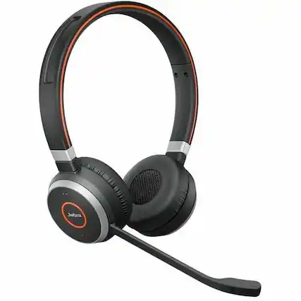 Front. Jabra - Jabra Evolve 65 TE Headset - Microsoft Teams Certification - Stereo - Wireless - Bluetooth - 98.4 ft - 20 Hz to 20 kHz - Blue.