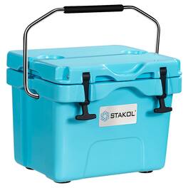 Costway - 16 Quart Cooler Portable Ice Chest Leak-Proof 24 Cans Ice Boxfor Camping - Blue