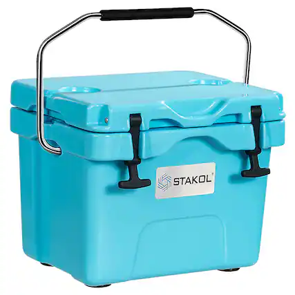 Front. Costway - Costway 16 Quart Cooler Portable Ice Chest Leak-Proof 24 Cans Ice Boxfor Camping - Blue.