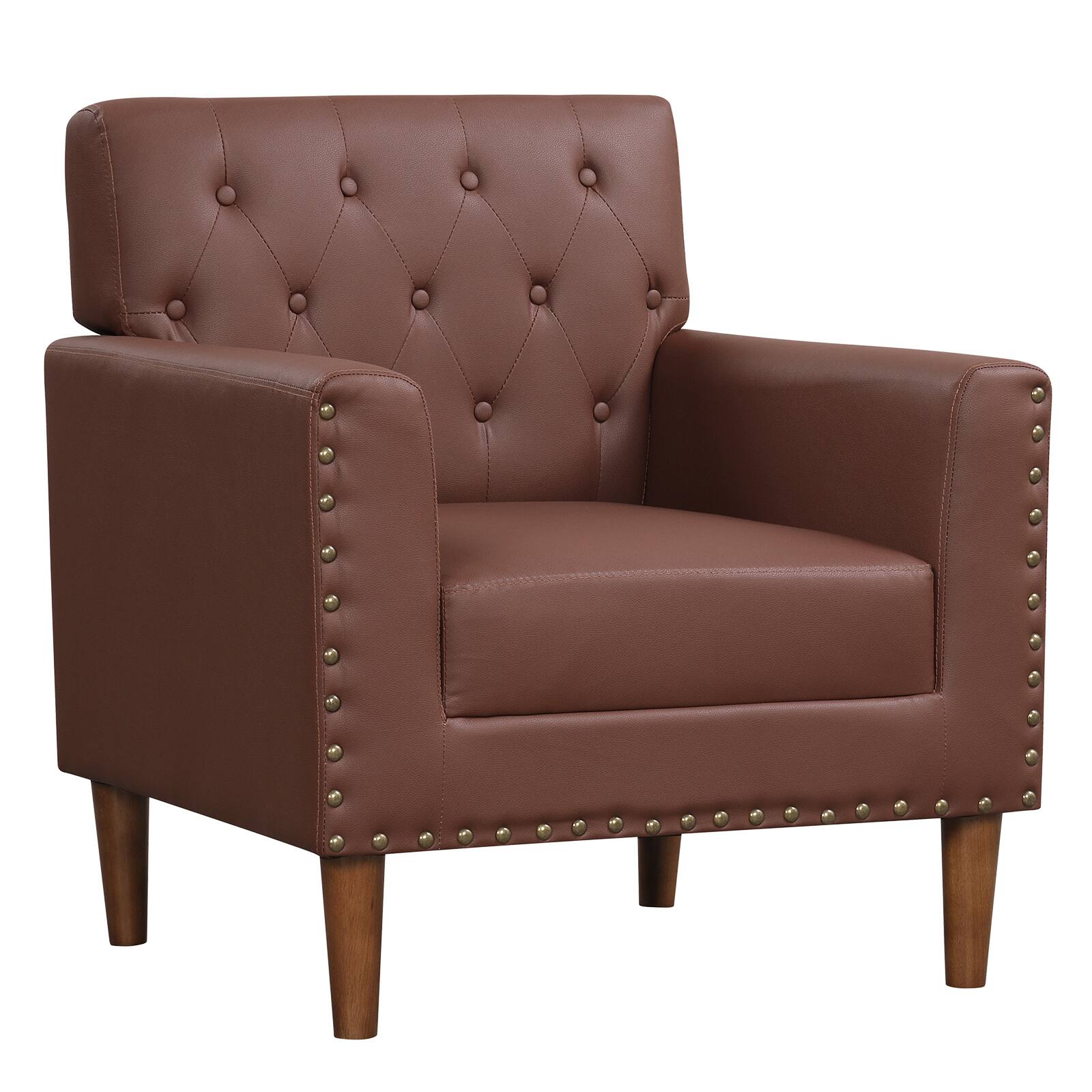 Alt View 7. Gymax - Gymax Mid Century Modern Accent Chair w/Button Tufted Decoration Rivets Home Office Brown - Brown.