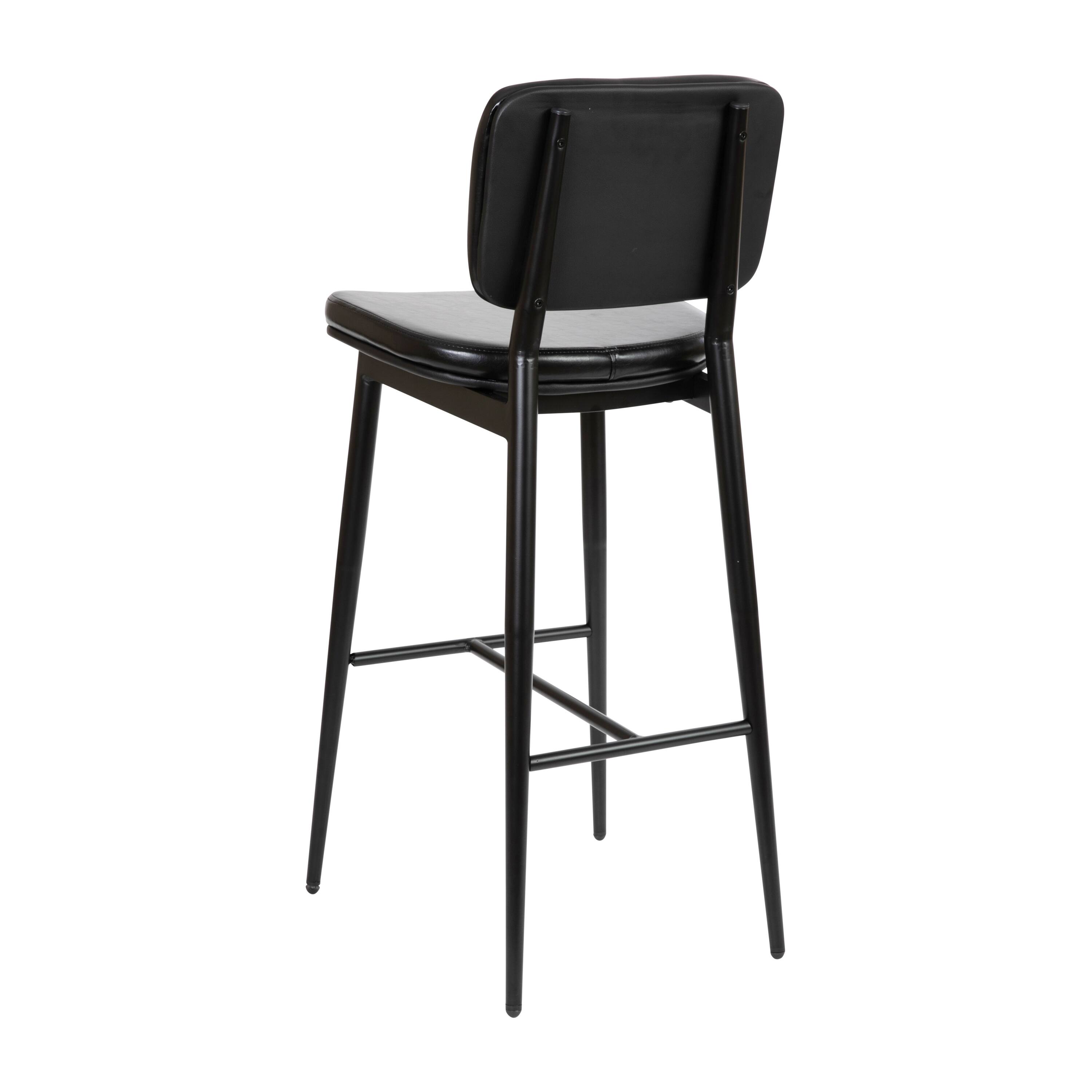 Alt View 7. Emma + Oliver - Set of 2 LeatherSoft Barstools with Iron Frame-Integrated Footrest - Black.