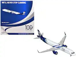 GeminiJets - Airbus A321neo Commercial Aircraft "Delta Air Lines 100 Years" (N589DT) with Stripes 1/400 - White and Blue