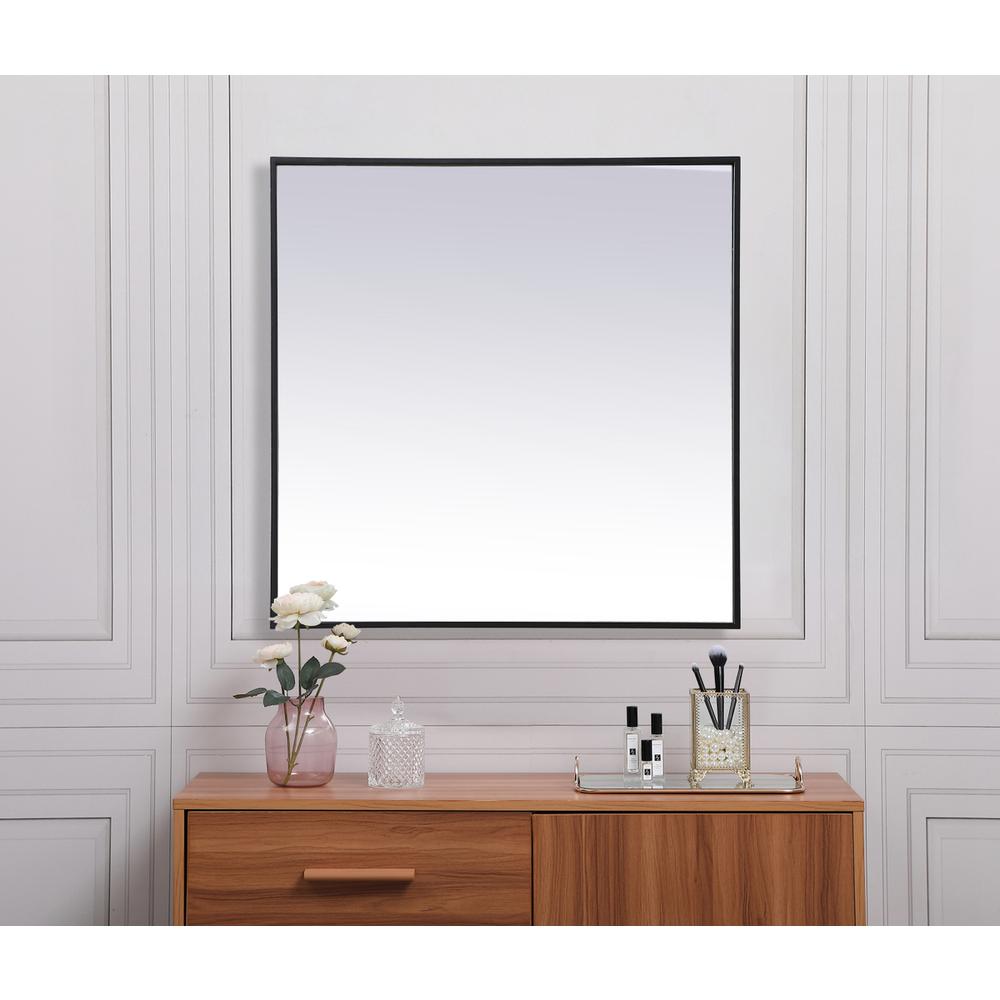 Alt View 3. Elegant Decor - Metal Frame Square Mirror 30 inch in Black - Black.