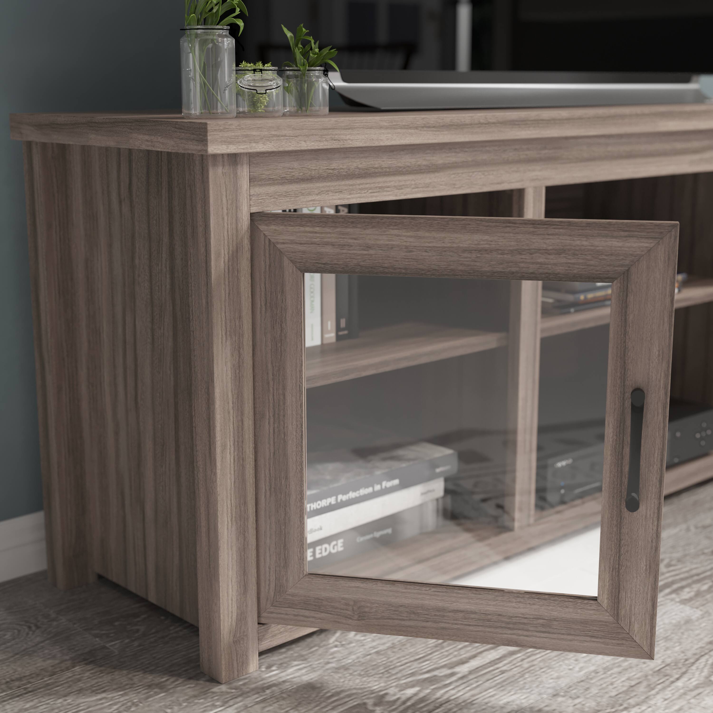 Alt View 14. Alamont Home - Classic TV Stand for up to 80" TVs-Glass Fronted Doors-Modern Finish - Gray Wash Oak.