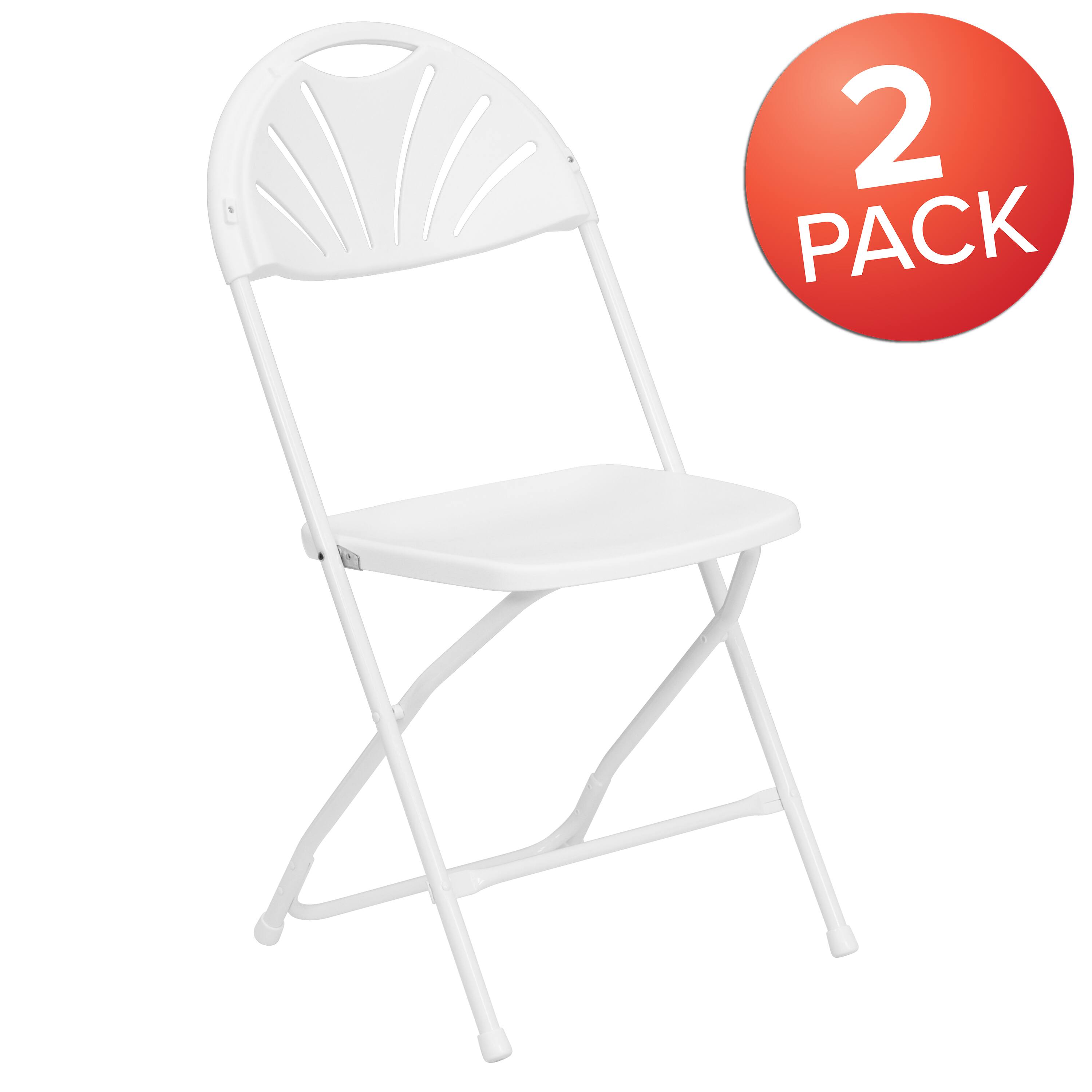 Alt View 1. Emma + Oliver - 2 Pack Wedding Party Event Fan Back Plastic Folding Chair Home Office - White.