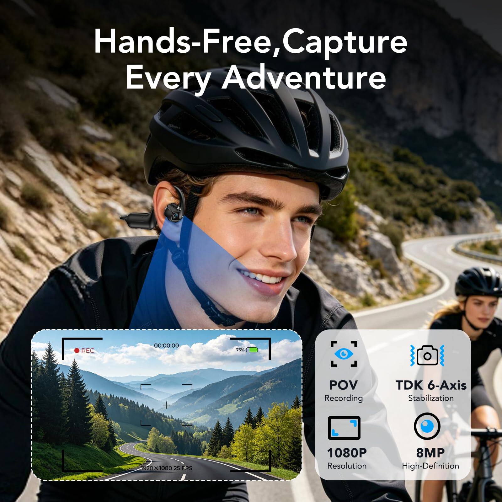 Hands-Free, Capture Every Adventure

REC
00:00:00
75%
POV Recording
TDK 6-Axis Stabilization
920 X 1080 25 FPS
1080P Resolution
8MP High-Definition