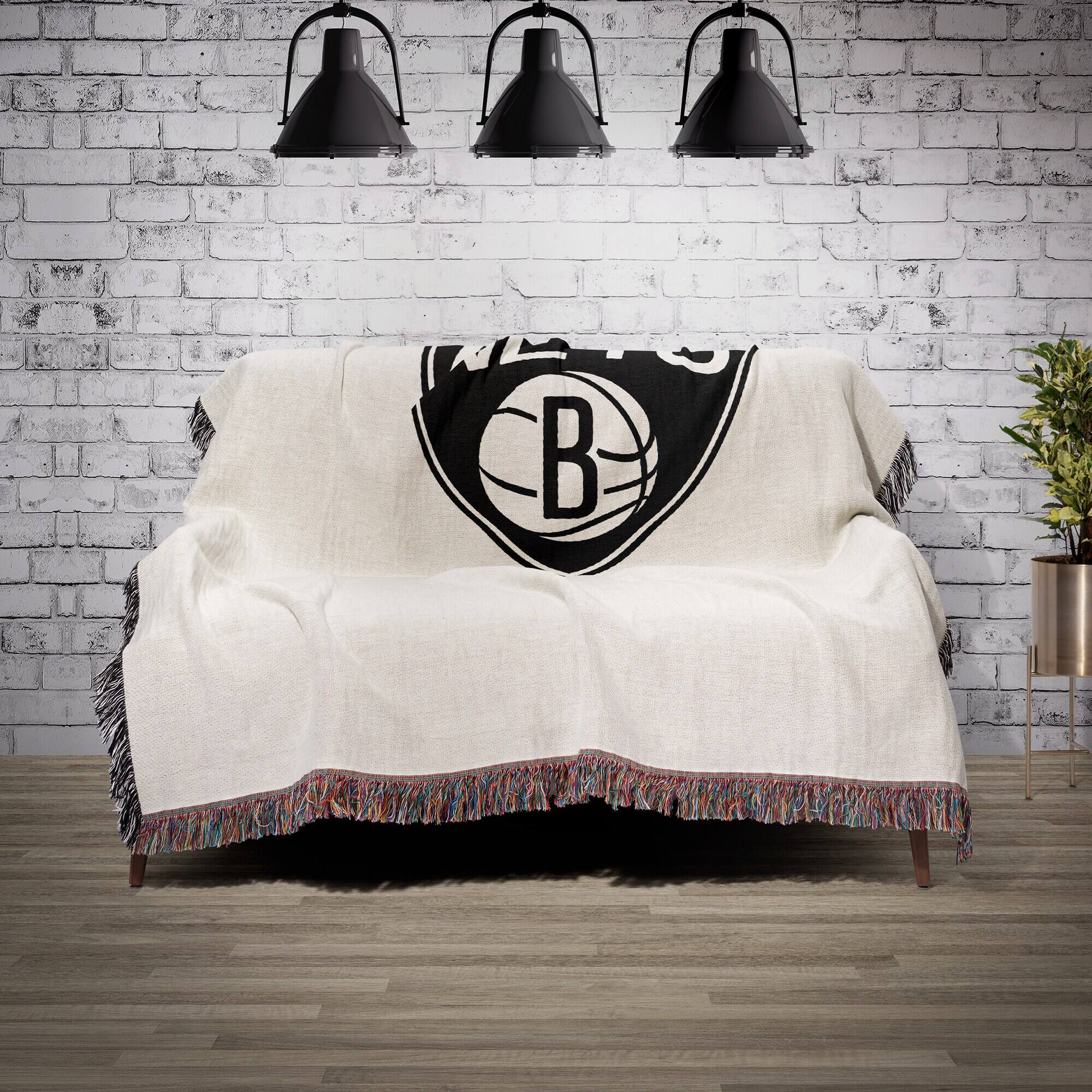 Alt View 1. Chad & Jake - Brooklyn Nets Woven Blanket - White.