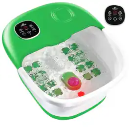 Medical King - Foot Spa Massager with Heat, Jets and Remote-Control Pumice Stone Collapsible with Massage Bubbles and Vibration - Green