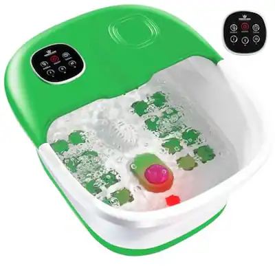 Medical King - Foot Spa Massager with Heat, Jets and Remote-Control Pumice Stone Collapsible with Massage Bubbles and Vibration - Green Medical King - Foot Spa Massager with Heat, Jets and Remote-Control Pumice Stone Collapsible with Massage Bubbles and Vibration - Green
