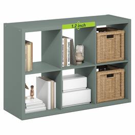 Furinno - CUBICLE 6-Cube Thick Frame Bookshelf, Reversible Bookcase with Open Back, for Living Room, Bedroom, Home Office - Sage Green