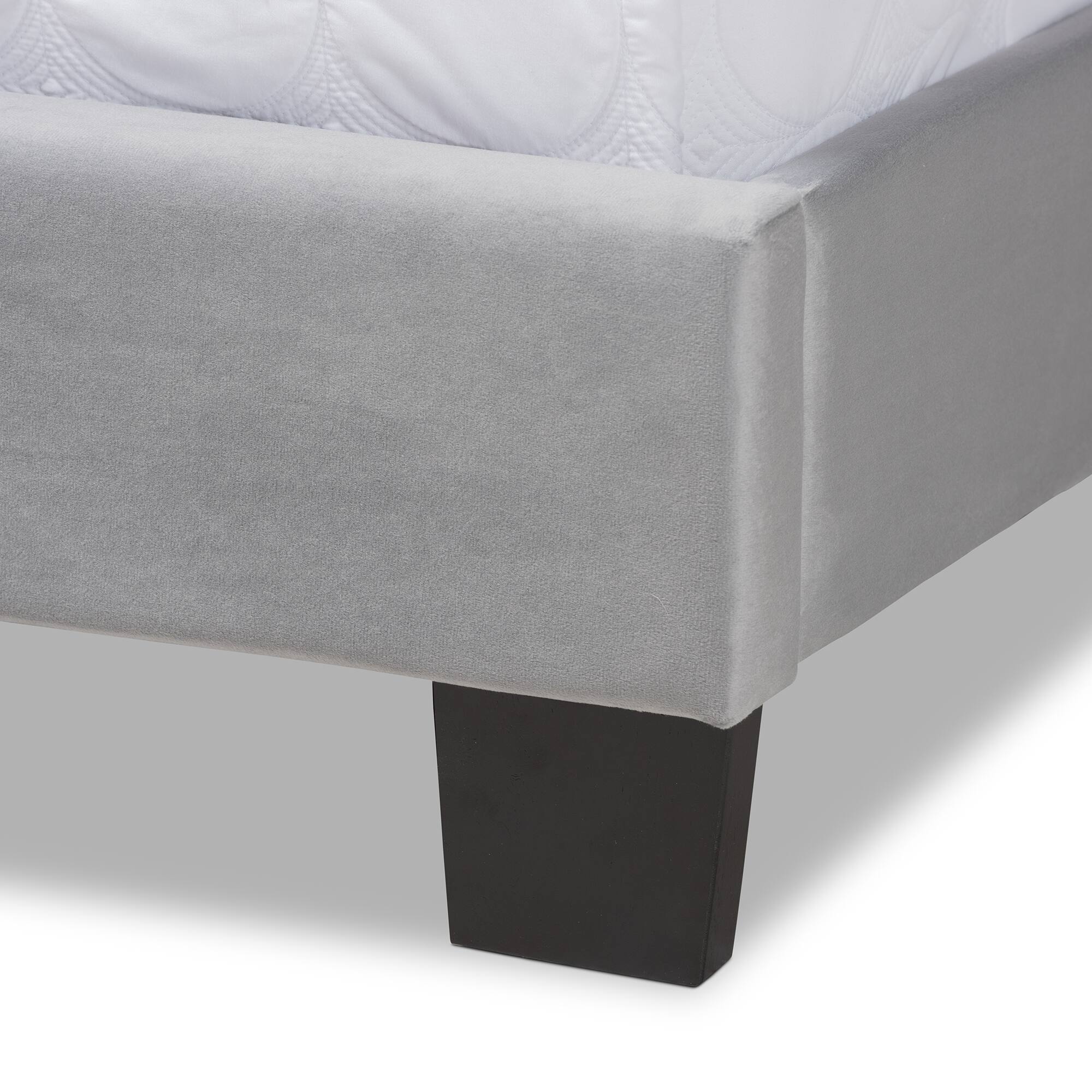 Alt View 1. Baxton Studio - Clare Glam and Luxe Velvet Fabric Upholstered King Size Panel Bed with Channel Tufted Headboard - Grey/Black.