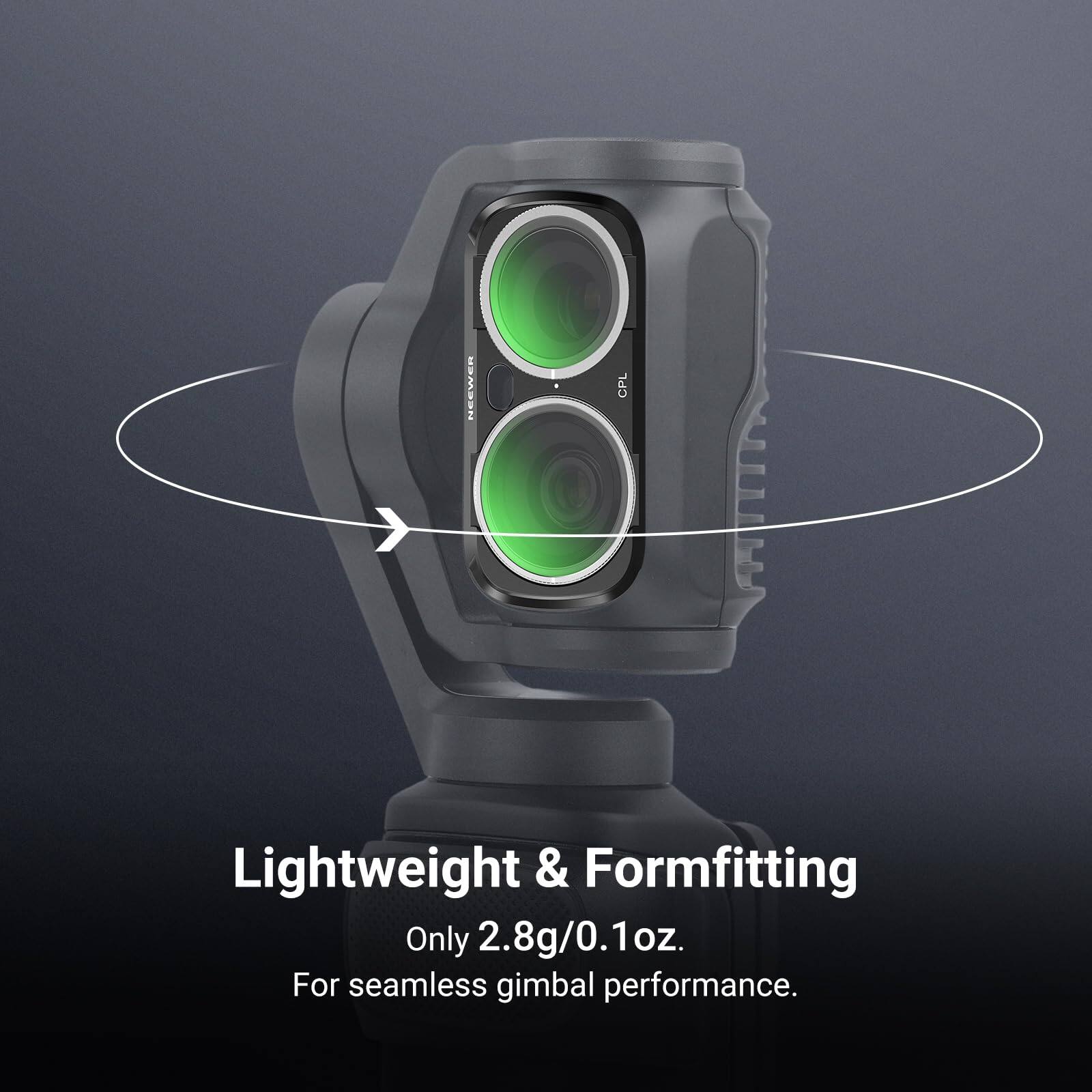 NEEWER  
CPL  
Lightweight & Formfitting  
Only 2.8g/0.1oz.  
For seamless gimbal performance.