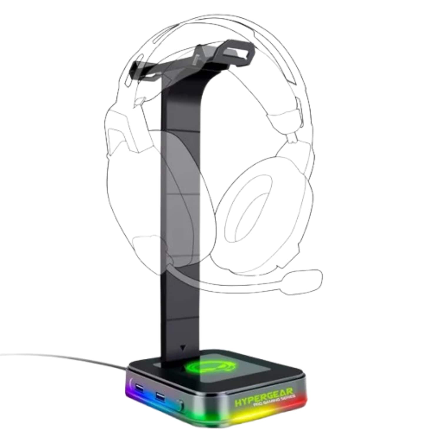 Stock Preferred - RGB Command Station Dual Headset Stand with 2 USB Charging Ports