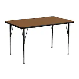 Flash Furniture - Wren 24''W x 48''L Rectangular Oak HP Laminate Activity Table - Standard Height Adjustable Legs - Brown