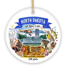 OrnamentallyYou - Artistic North Dakota State Themes and Landmarks Christmas Ornament - Multi-colored