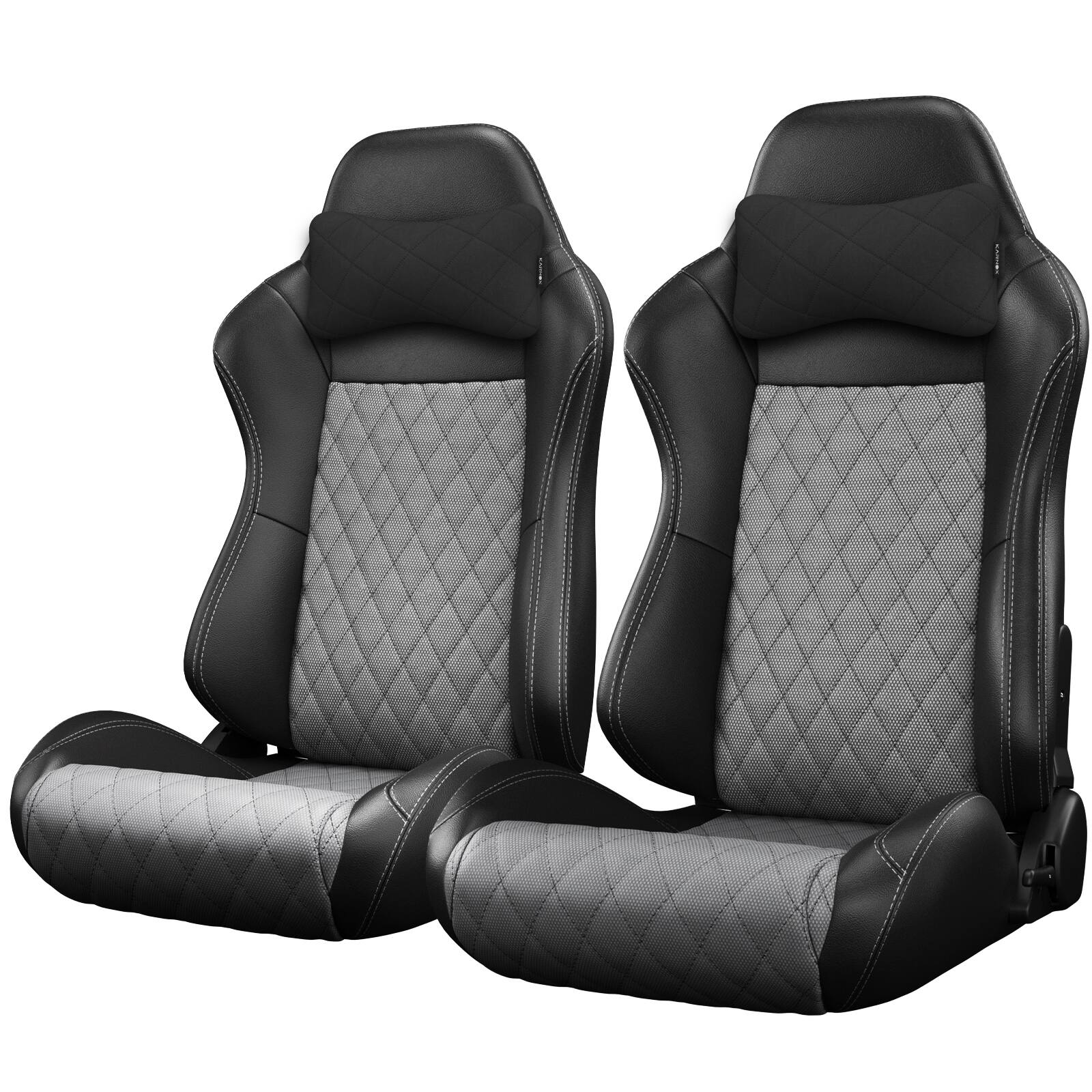 Alt View 1. LOVMOR - 2-Piece Universal Bucket Racing Seat Set with Dual Lock Sliders, 90 to 180 Recline, Brackets Not Included - Black+ Gray.