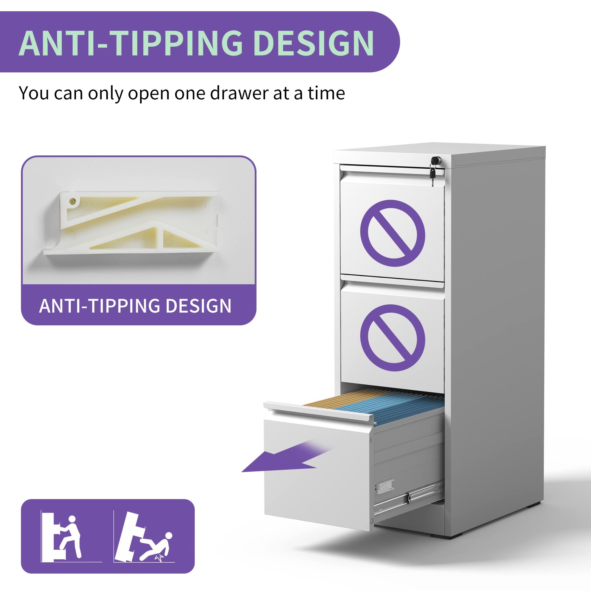 ANTI-TIPPING DESIGN

You can only open one drawer at a time

ANTI-TIPPING DESIGN
