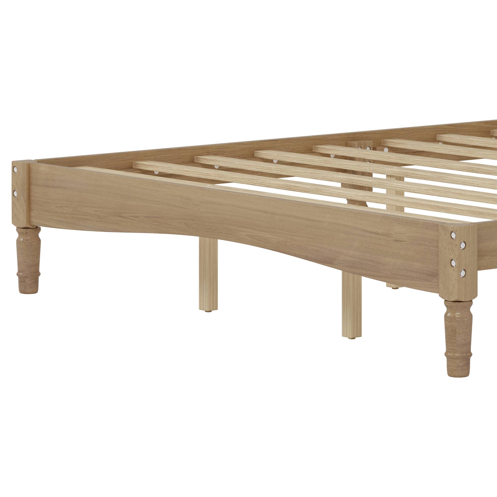 Alt View 7. GOODSILO - Queen Size Retro Wood Platform Bed with Gourd Shaped Headboard and Wooden Slat Support - Natural.