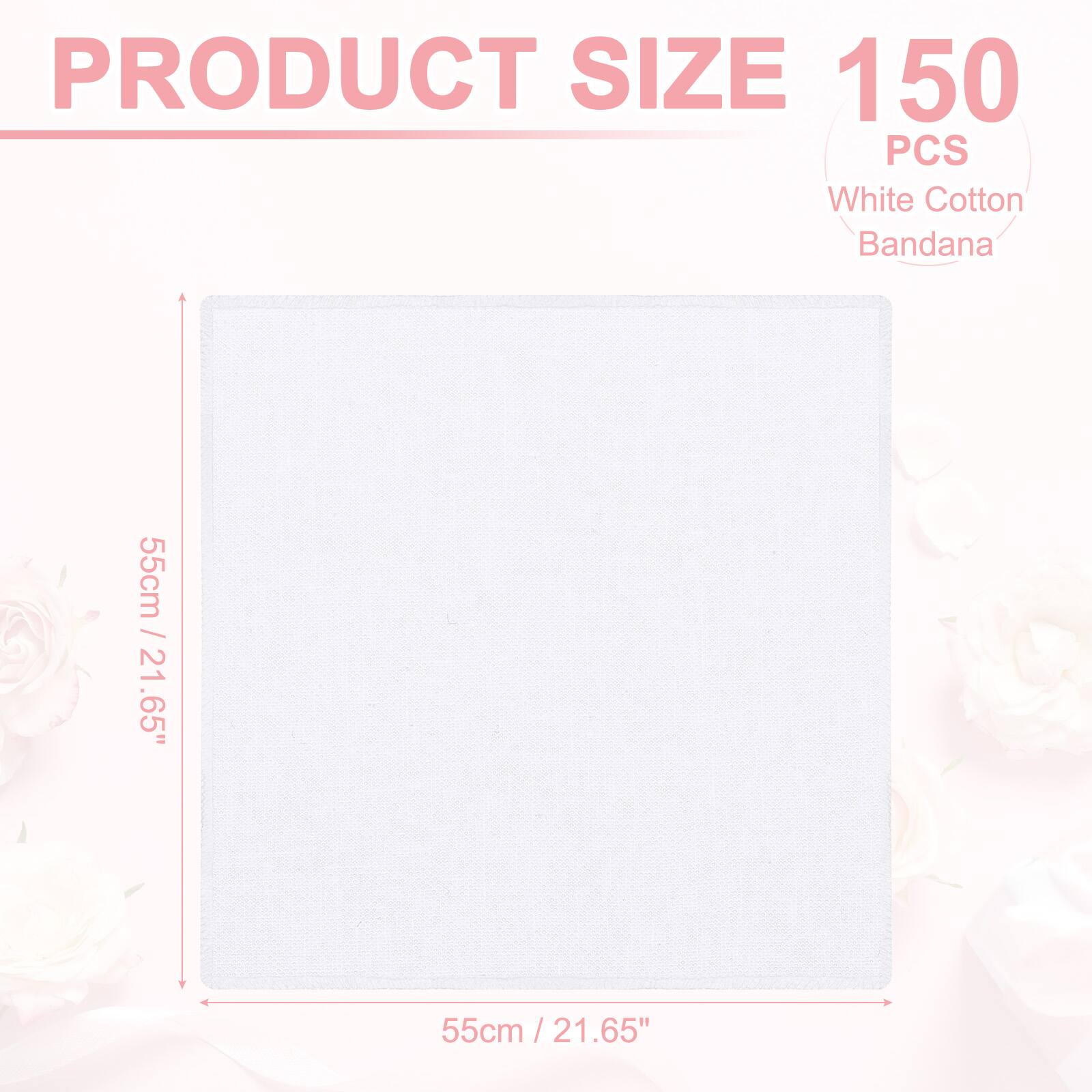 PRODUCT SIZE 150 PCS White Cotton Bandana / 55cm / 21.65"