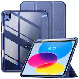 DTTO - Case for iPad A16 11-inch 2025 & 10th Gen 10.9-inch 2022, Matte Slim Hard Back, Soft TPU Frame, Pencil Holder - Midnight Blue