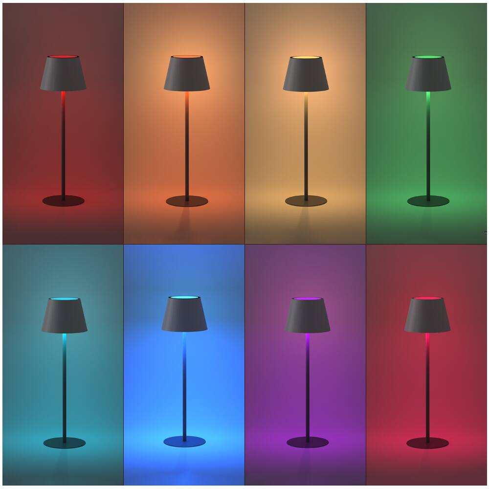 Alt View 5. ONEWISH - 2-Pack Touch-Control Cordless LED Table Lamp with RGB Color – Holiday Décor, Gift for Family & Friends - Gray.