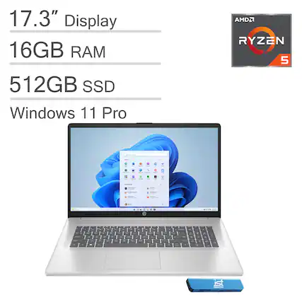 17.3" Display
16GB RAM
512GB SSD
Windows 11 Pro
AMD Ryzen 5