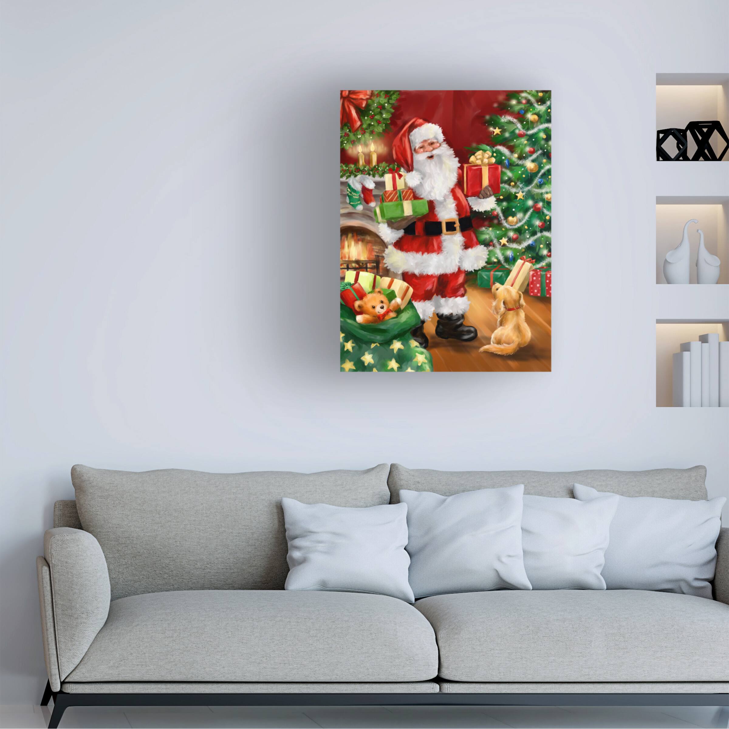Angle. Trademark Fine Art - Jean Francois Santa with Sack Canvas Art - 24x32 - Multicolor.