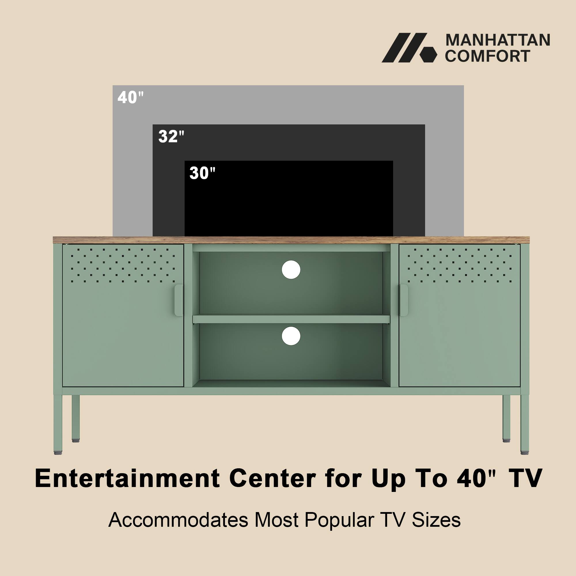 MANHATTAN COMFORT 40" 32" 30" Entertainment Center for Up To 40" TV Accommodates Most Popular TV Sizes
