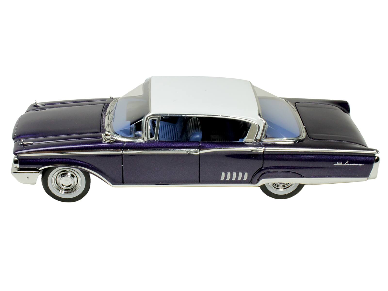 Back. Goldvarg Collection - 1960 Mercury Park Lane 4-Door Sedan Marine Blue Metallic White Top Blue Interior Limited Edition 1/43 - Blue Metallic,  White.