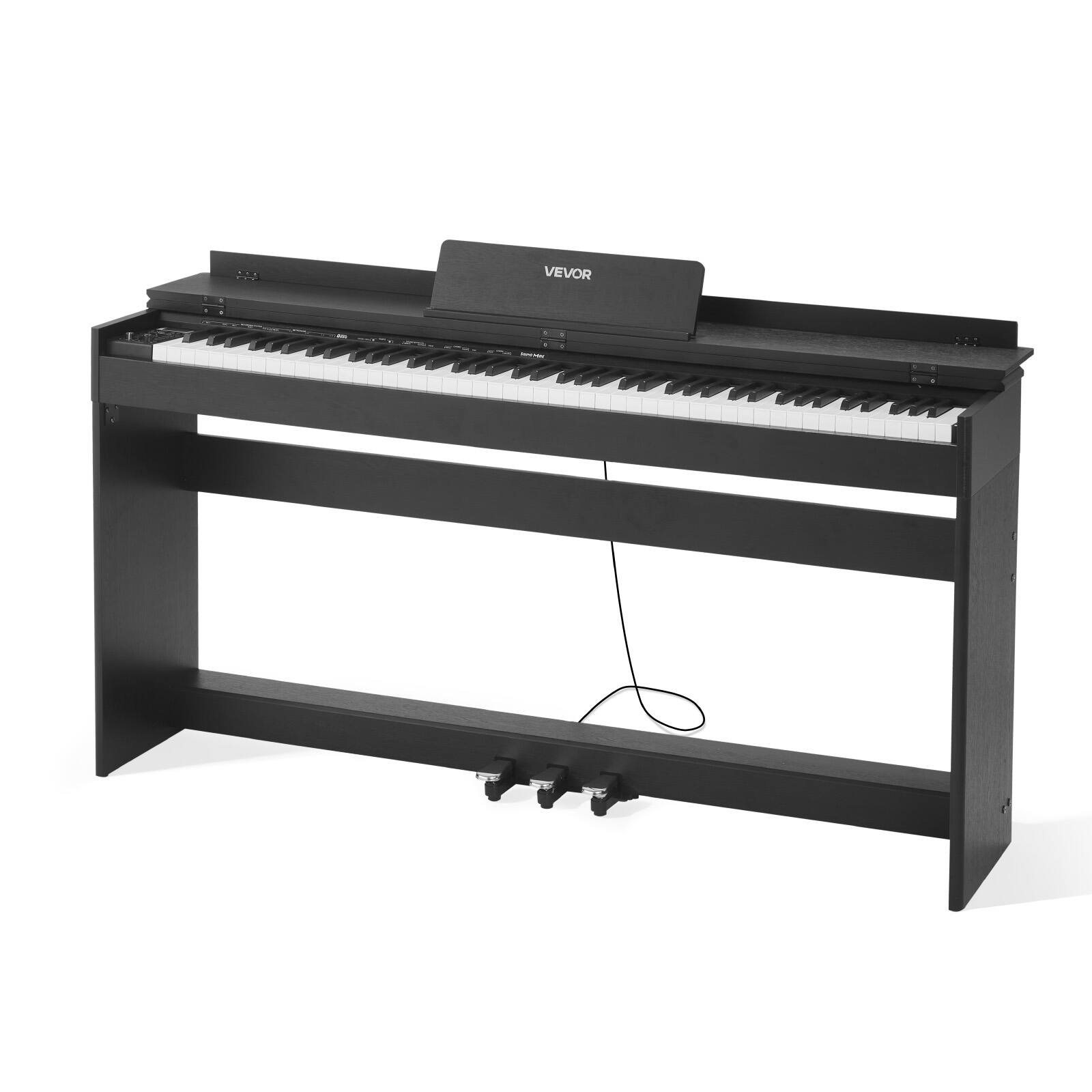 Alt View 5. VEVOR - Weighted Digital Piano, 88 Keys Fully Weighted, Electric Piano Keyboard with Furniture Stand, Power Adapter,Triple Pedal - Black.