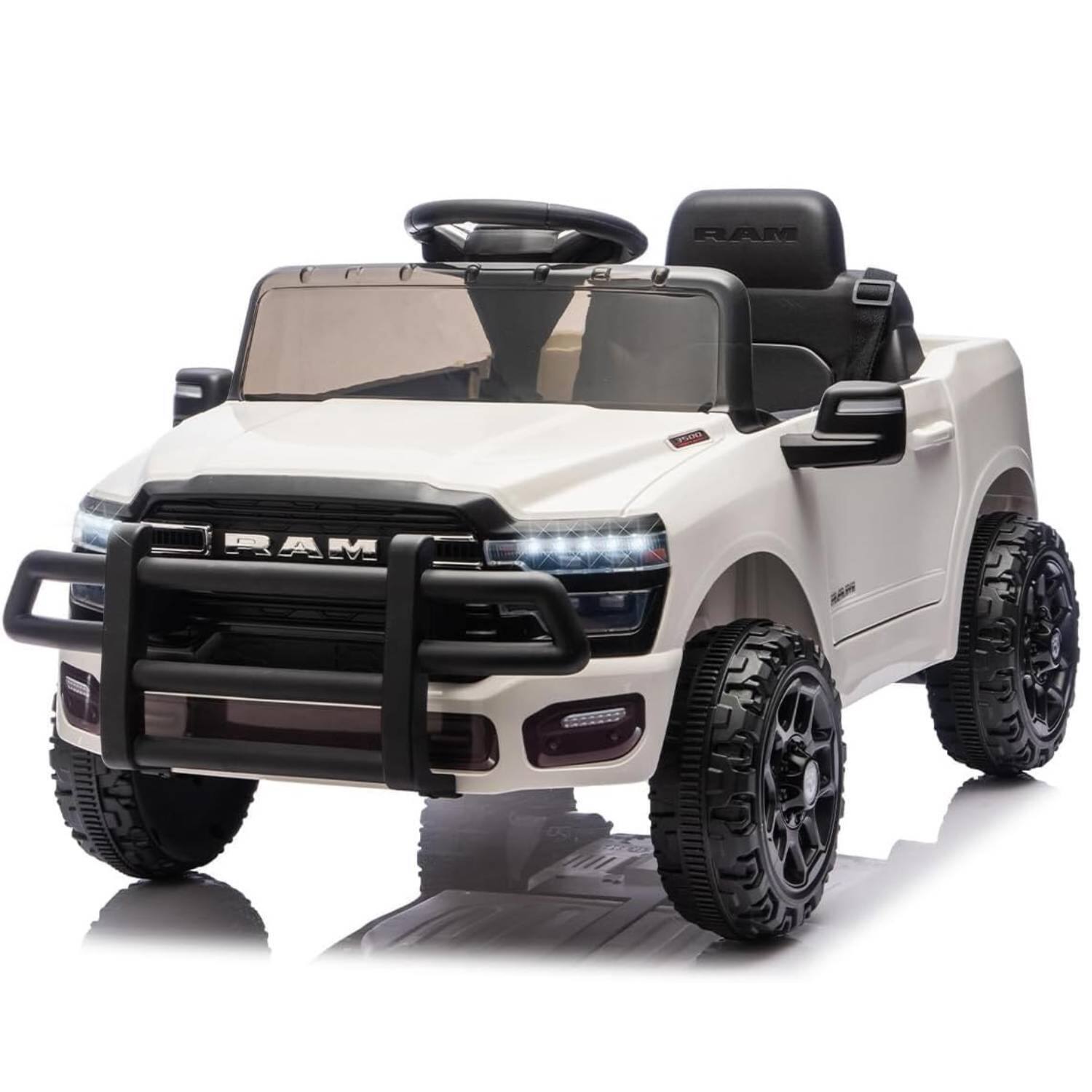 Qeetex - 12V Licensed RAM Ride On Pickup Truck Car Toys for Kids Best Gift, White