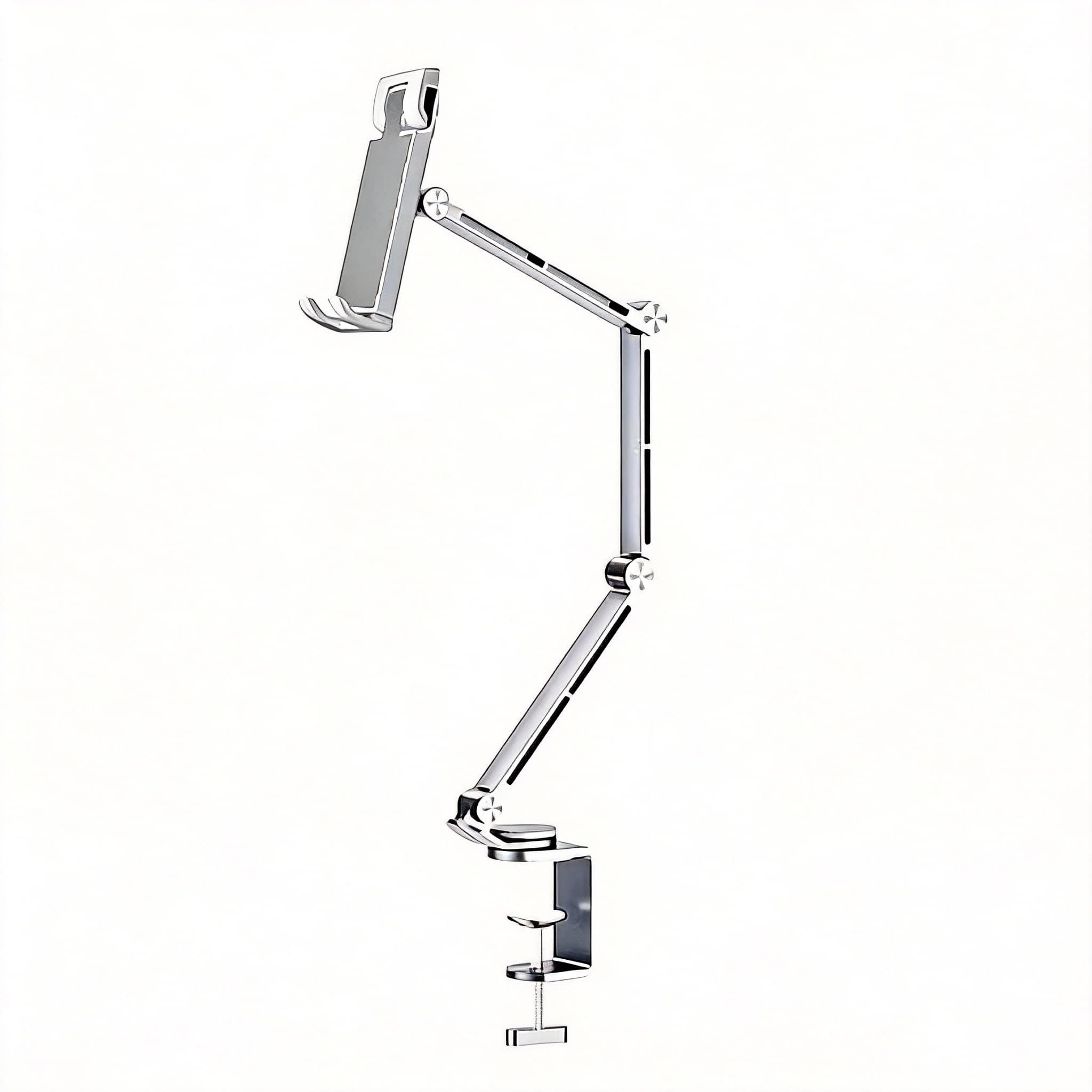 OMOMMD - Rotatable Holder Stand Tablet Multi angle Design Phone Clip Swivel Mount Desktop Aluminum Alloy Cantilever - Silver